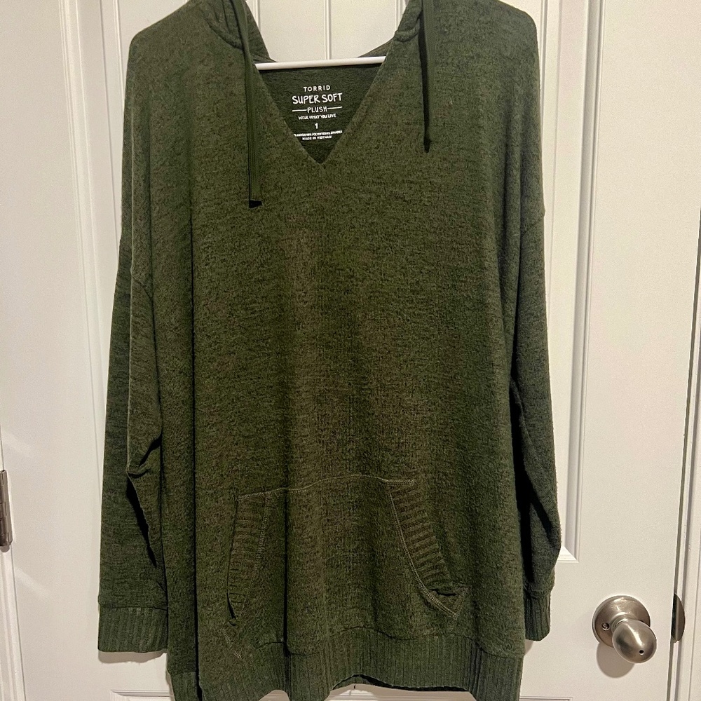 Torrid Super Soft Olive Green Oversized hooded sweater